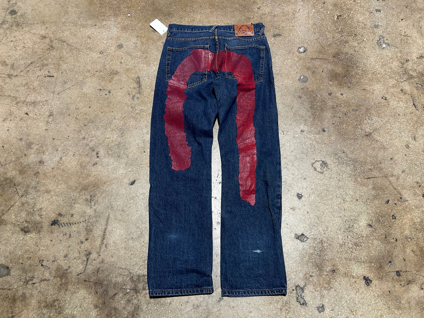 Evisu Big Print Denim Jeans - Navy/Red Size 32