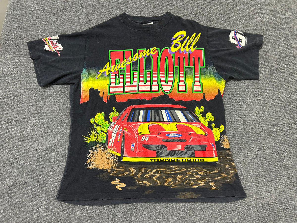Awesome Bill Elliot #94 Nascar AOP Tee - Black Size XL