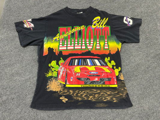Awesome Bill Elliot #94 Nascar AOP Tee - Black Size XL