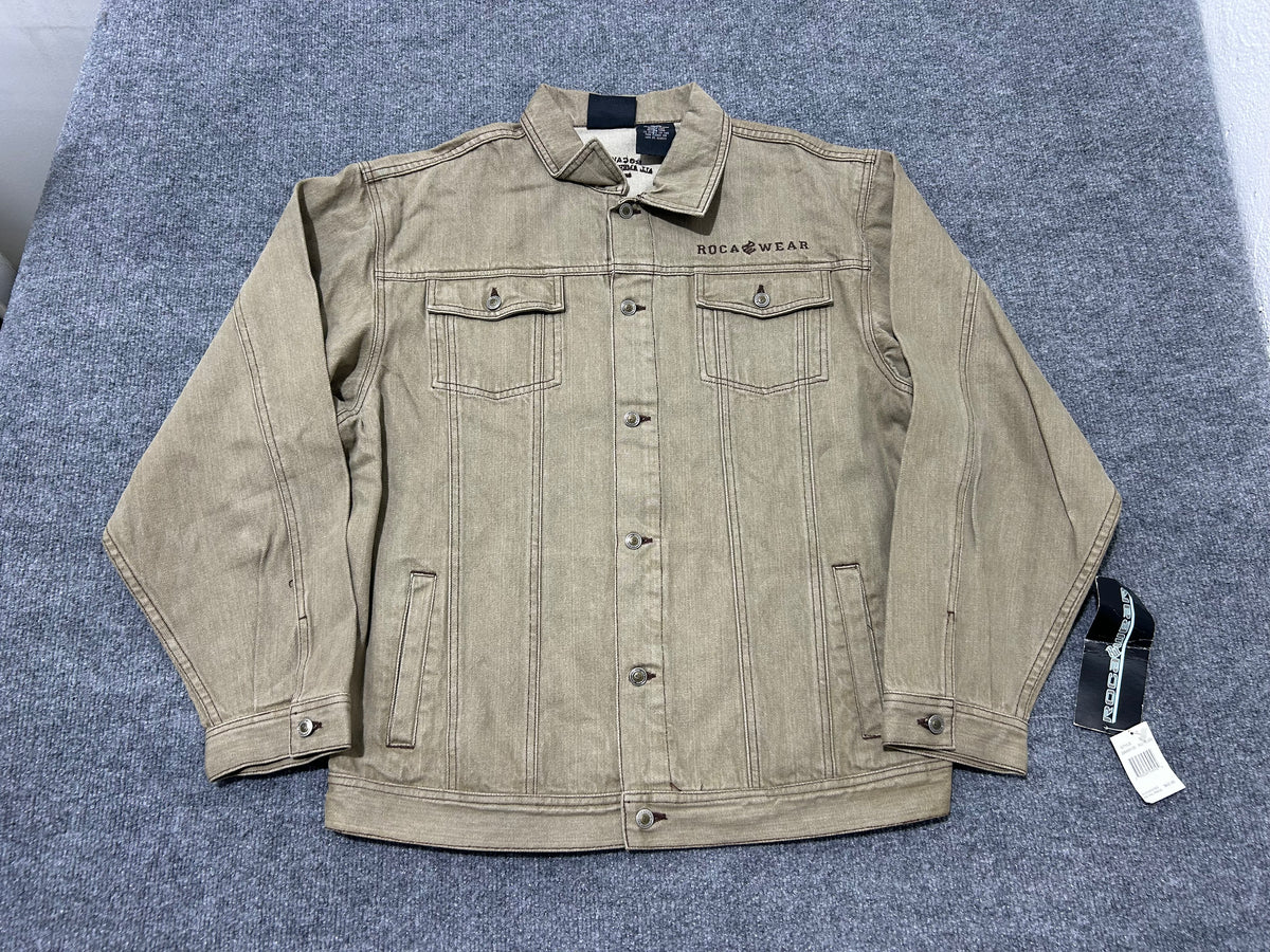 Rocawear Lion Denim Jacket - Brown Size XL
