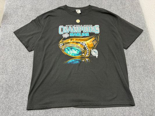 2003 Florida Marlins World Series Ring Tee - Black Size XXL