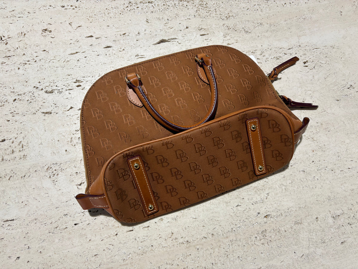 Dooney & Bourke Signture Logo Satchel Bag - Brown