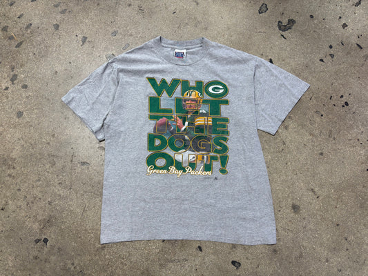 Green Bay Packers Who Let The Dogs Out Tee - Grey Size XL
