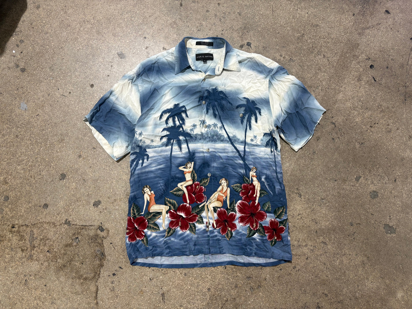 Croft & Borrow Sexy Women Hawaiian Shirt - Blue Size Medium