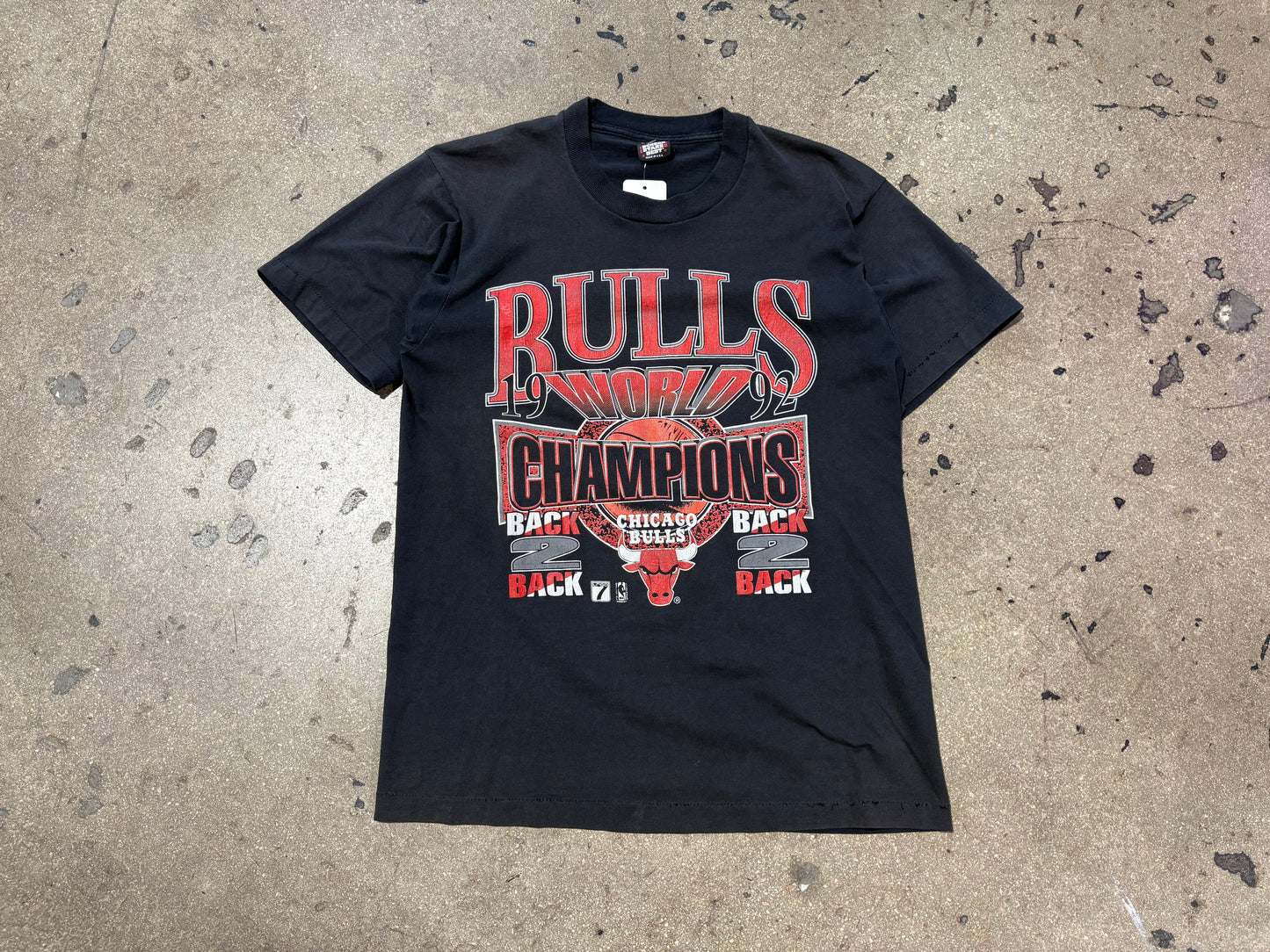 1992 Chicago Bulls Back To Back Tee - Black Size Large