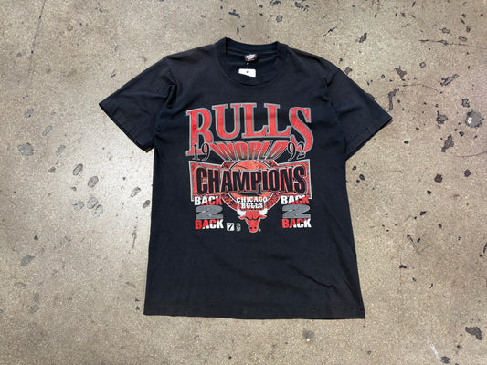 1992 Chicago Bulls Back To Back Tee - Black Size Large