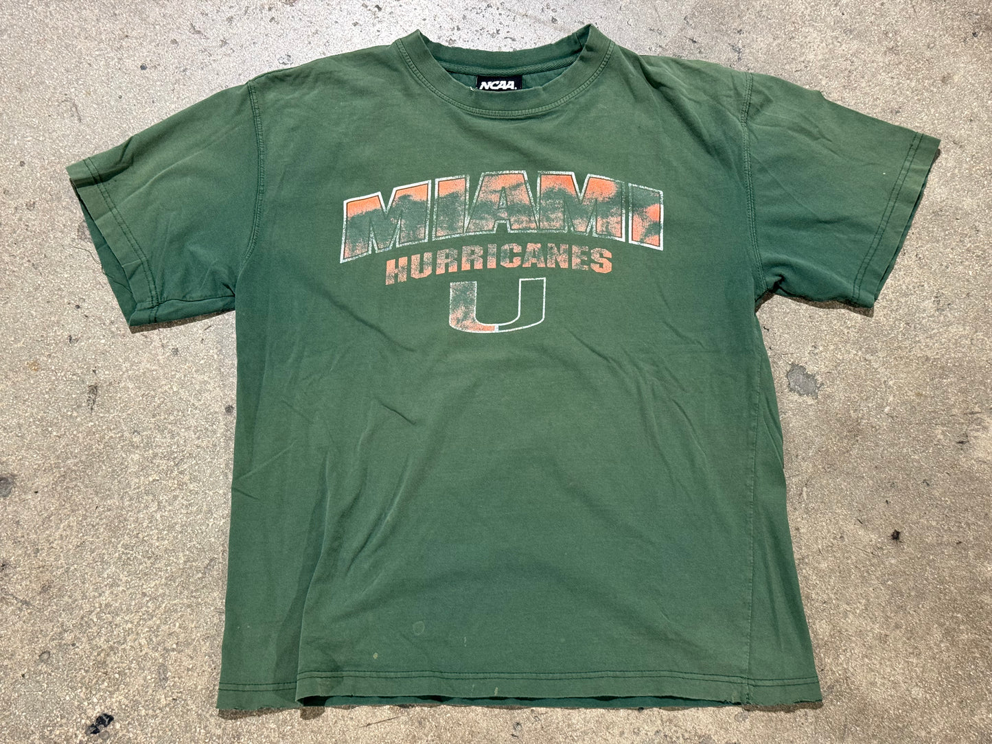 NCAA UM Hurricanes Distressed Tee - Green Size XL