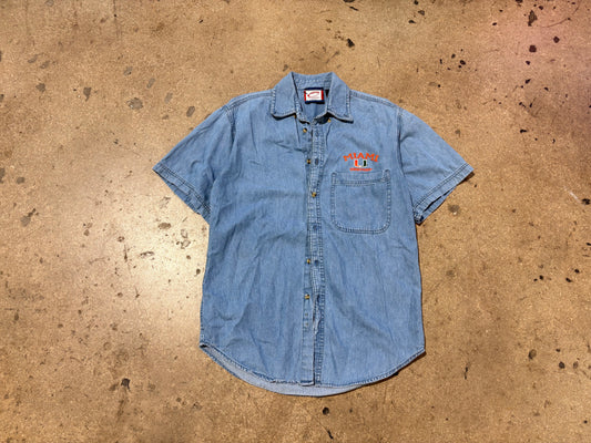 Miami Hurricanes UM Denim Button Up Shirt - Blue Size Small