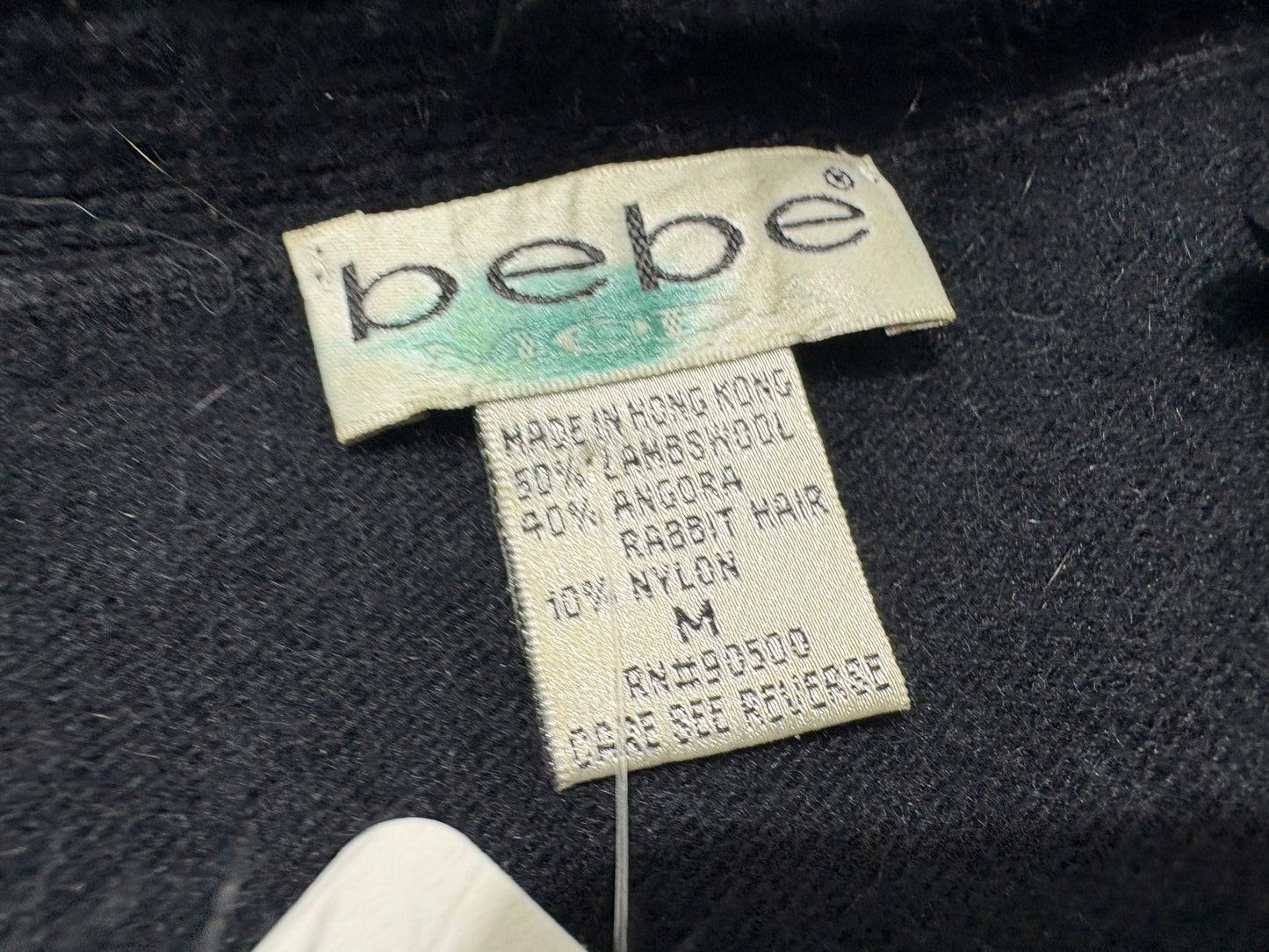 BEBE Cropped Fur Cardigan - Black Size Medium