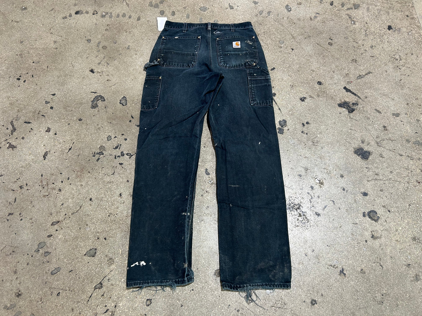 Paint Splattered Carhartt Double Knee Pants - Black Size 32x34
