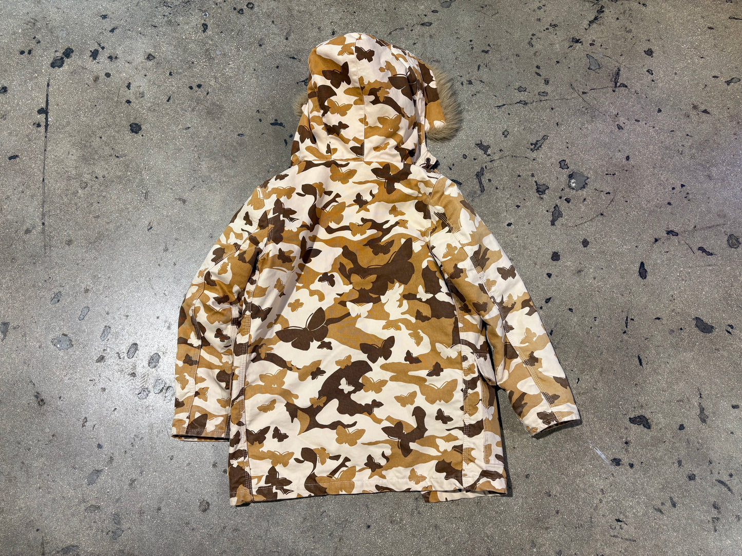 Carhartt Butterfly Camo Fur Lined Hood Jacket - Khaki Camo Size Small