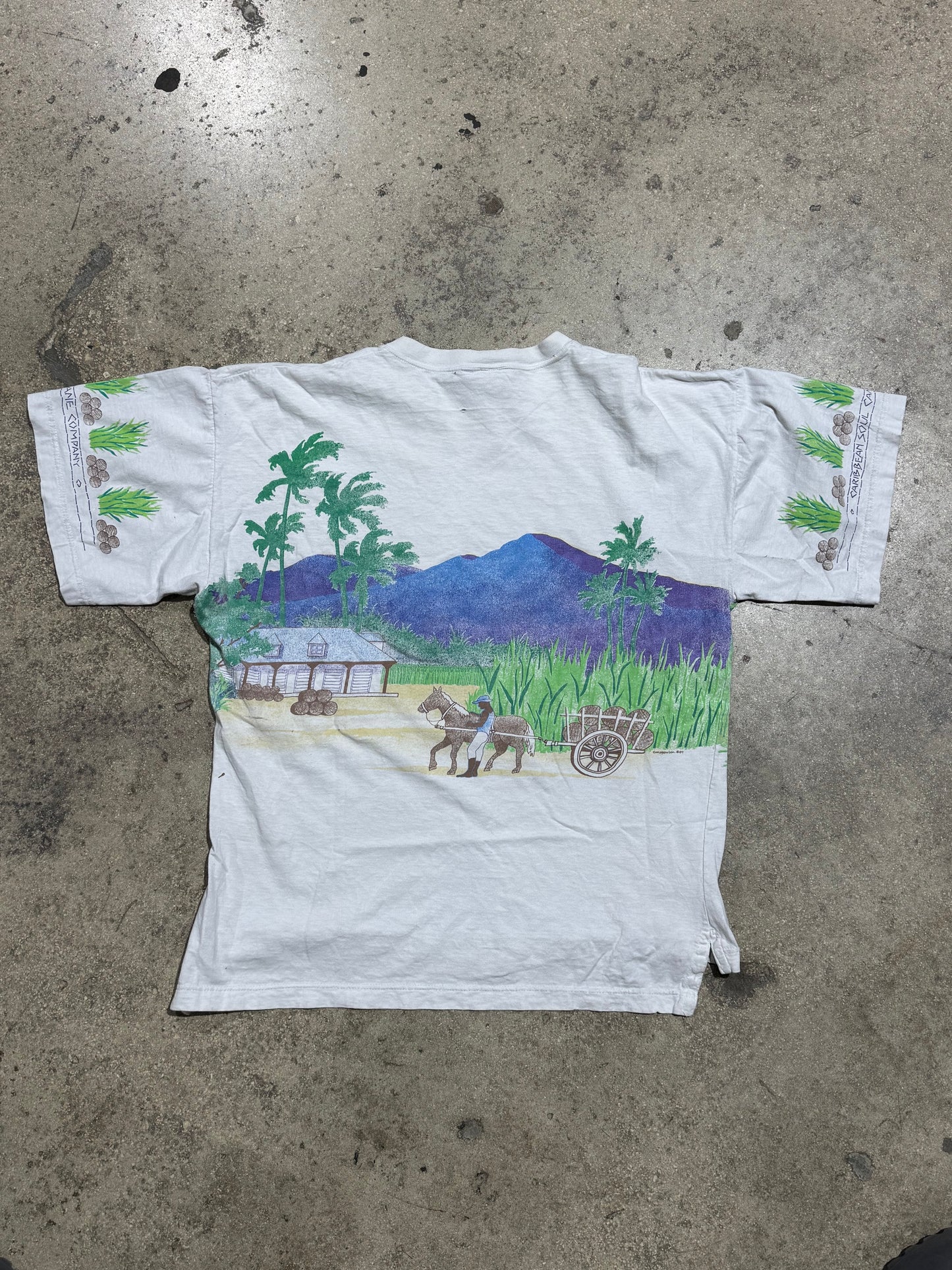 1989 Caribbean Soul Cane Company Tee - White Size Large (23.5x29)