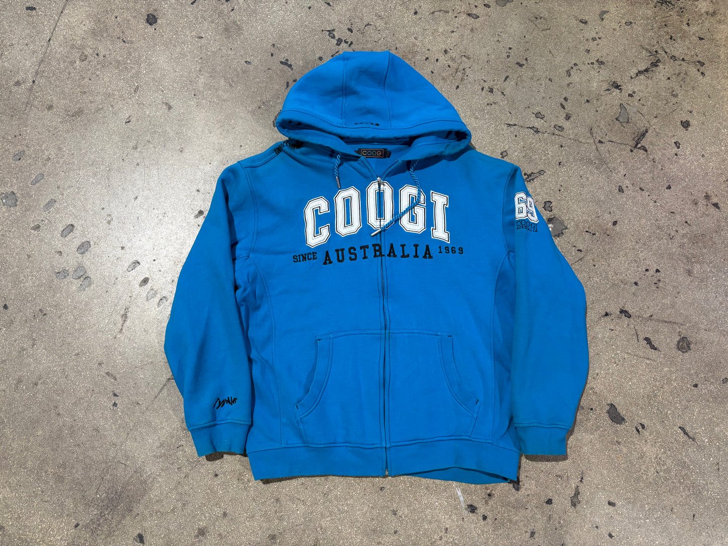 Coogi Zip Up Hoodie - Teal Size XL