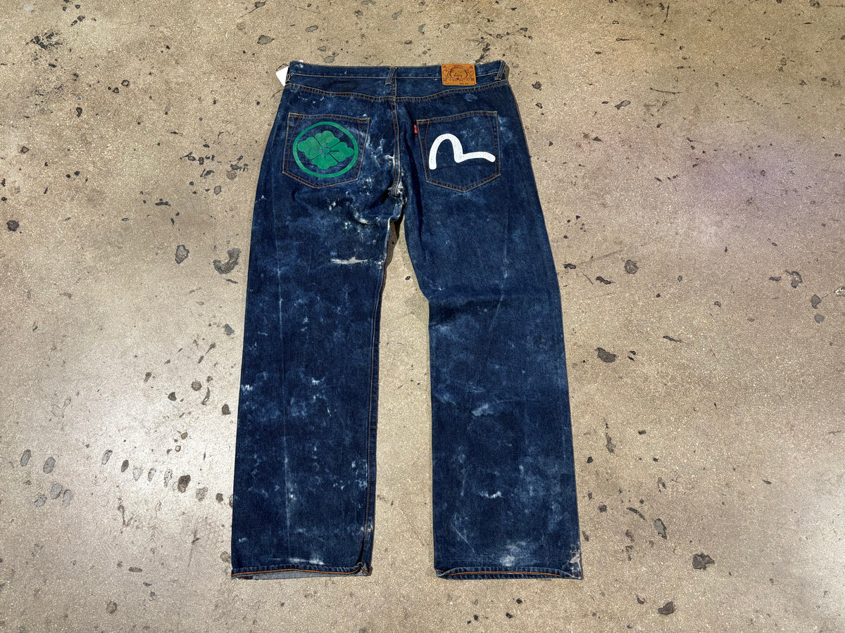 Evisu Painted Tiger Denim Jeans - Blue Size 40