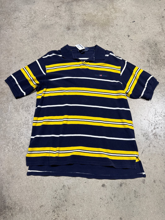 Ralph Lauren Polo Sport Knit Polo Shirt - Navy/Yellow Size XL