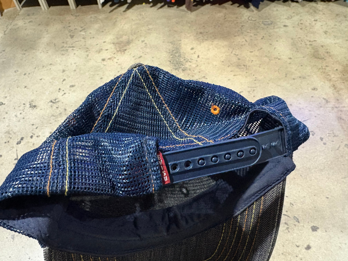 Evisu Jeans Denim Trucker Hat - Grey/ Navy