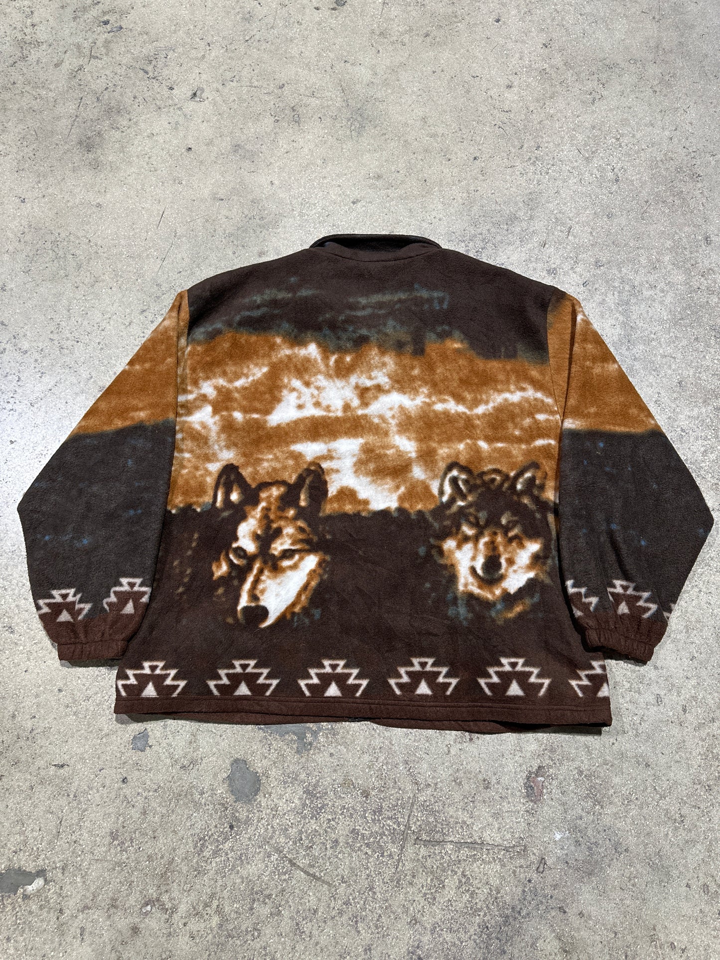 Wolves Lobos Fleece Jacket - Brown Size XL