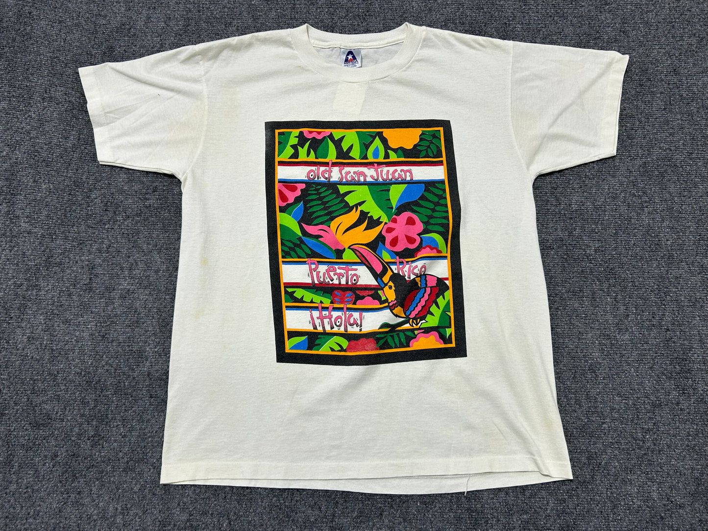 Old San Juan Tropical Toucan Tee - White Size Large