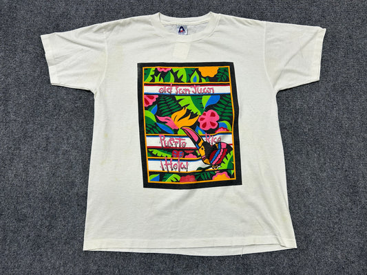 Old San Juan Tropical Toucan Tee - White Size Large