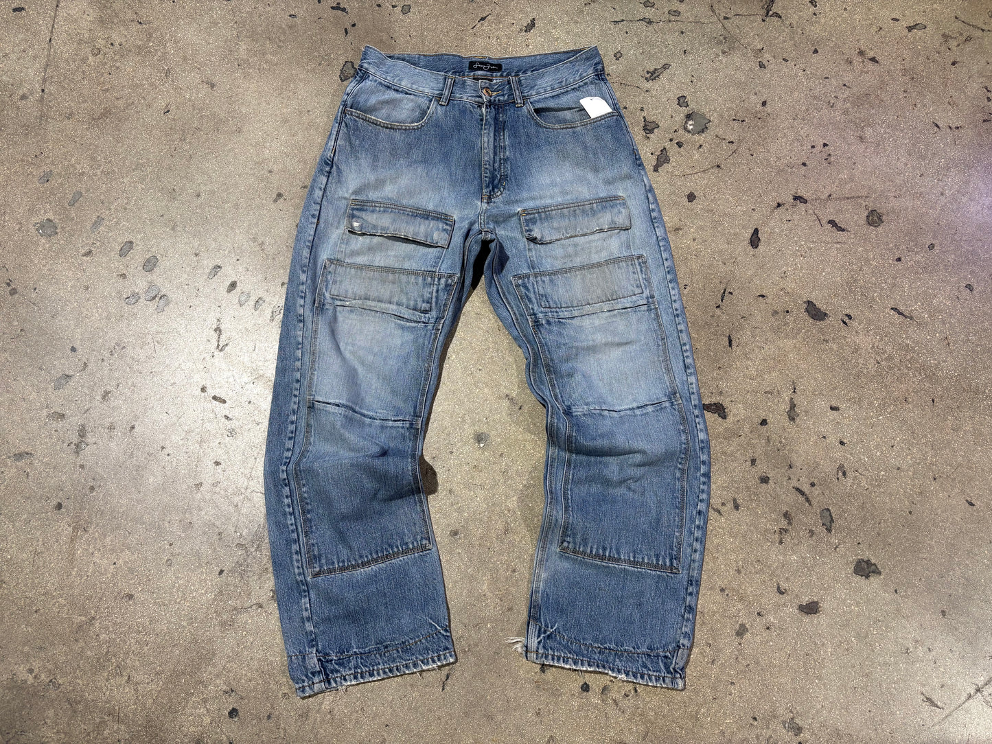 Sean John Double Knee Cargo Jeans - Light Wash Size 34