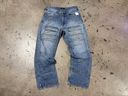 Sean John Double Knee Cargo Jeans - Light Wash Size 34