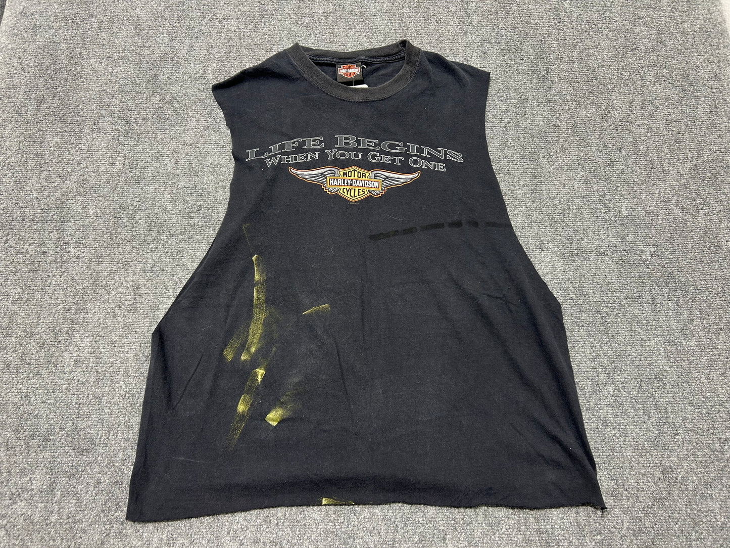 2009 Harley Davidson Life Begins  Cutoff Tee - Black Size XL