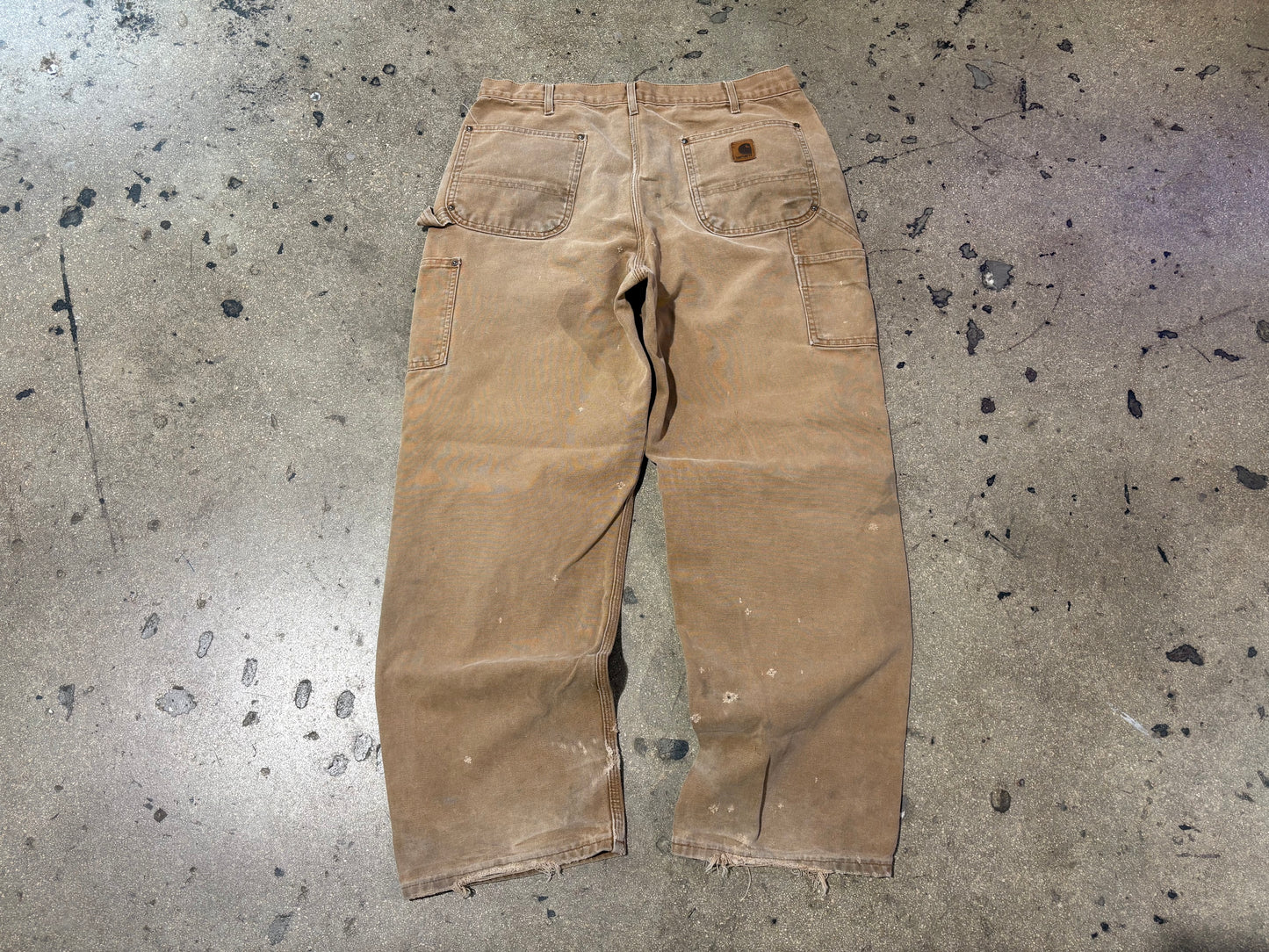 Distressed Carhartt Double Knee Pants - Khaki Size 38x32