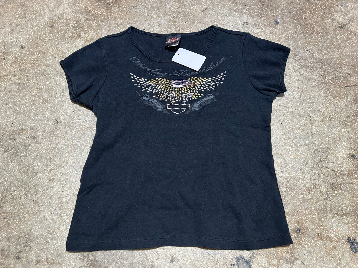 WMNS Harley Davidson Rhinestone Eagle - Black Size Medium