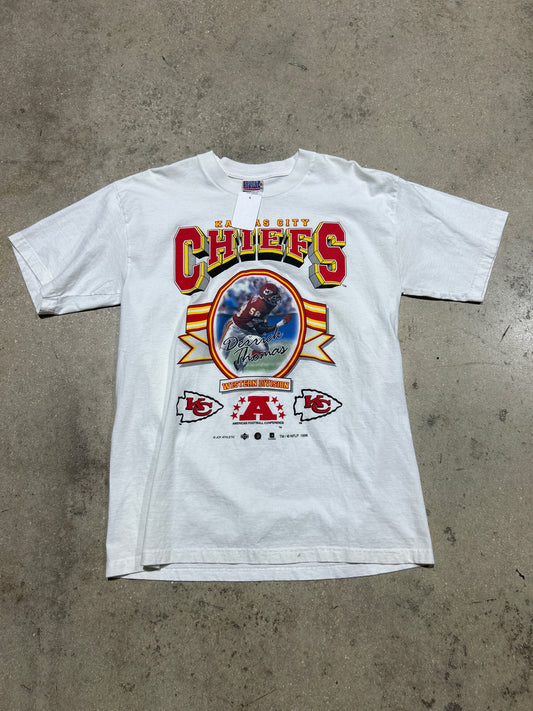 1996 Kansas City Chiefs Derrick Thomas Tee - White Size Large