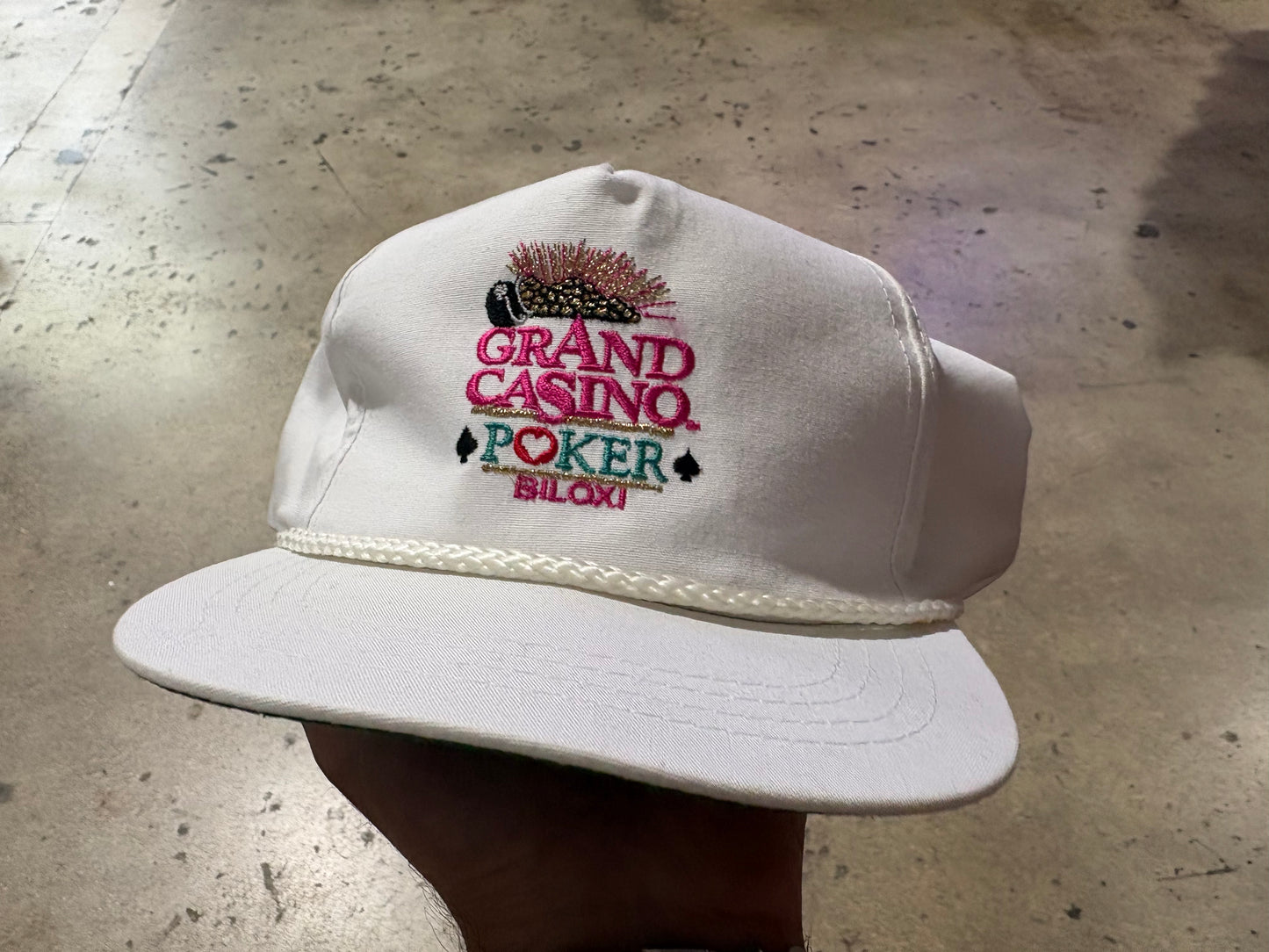 Grand Casino Poker Snapback  Hat - White