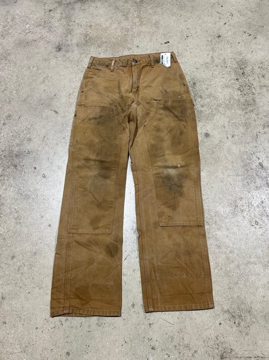 Thrashed Carhartt Double Knee Pants - Brown Size 30x32