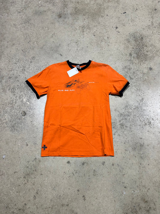 Nike Plug And Play Ringer Tee - Orange/Black Size Large