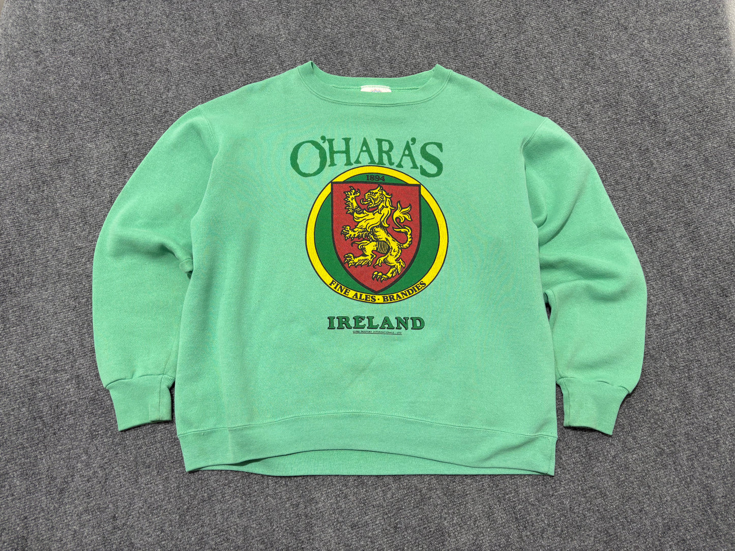 Oharas Ireland Crewneck Sweatshirt - Mint Green Size Medium