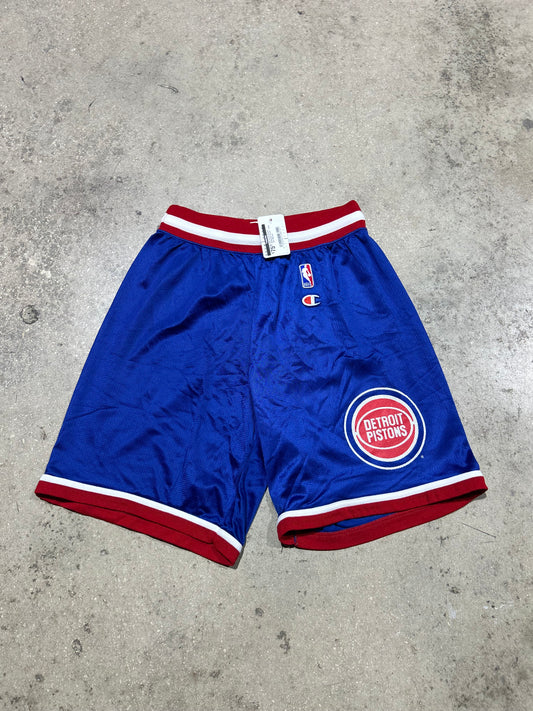 80s Detroit Pistons Basketball Shorts - Blue Size Medium