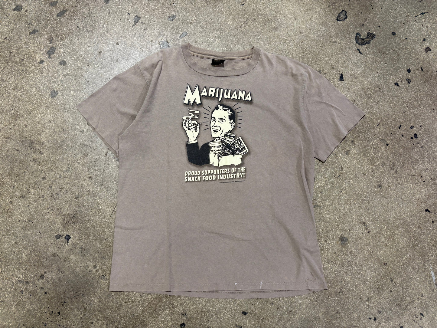 1998 Marijuana Support of Snacks Tee - Desert Tan Size XL
