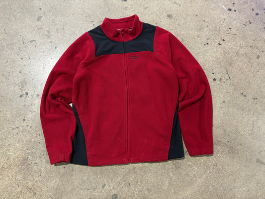 Oakley Zip Up Fleece Jacket - Red Size Medium