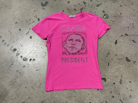 WMNS Rhinestone Obama Tee - Pink Size XXL