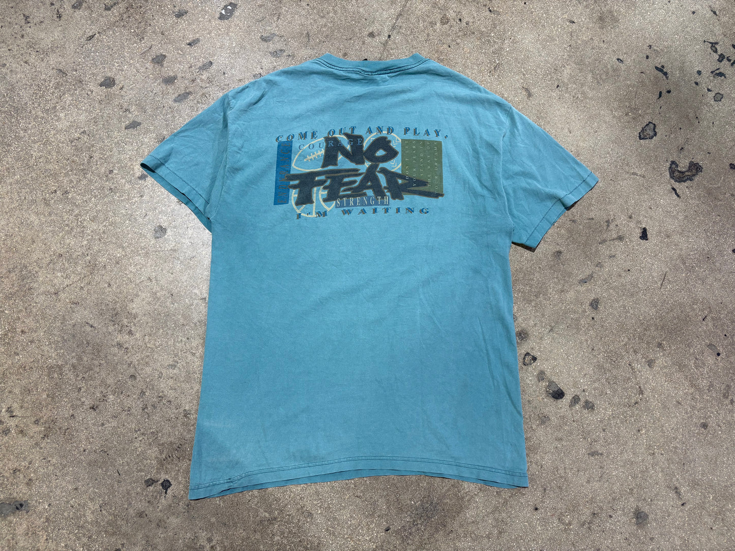 No Fear Come Out and Play Tee - Faded Teal Size XL