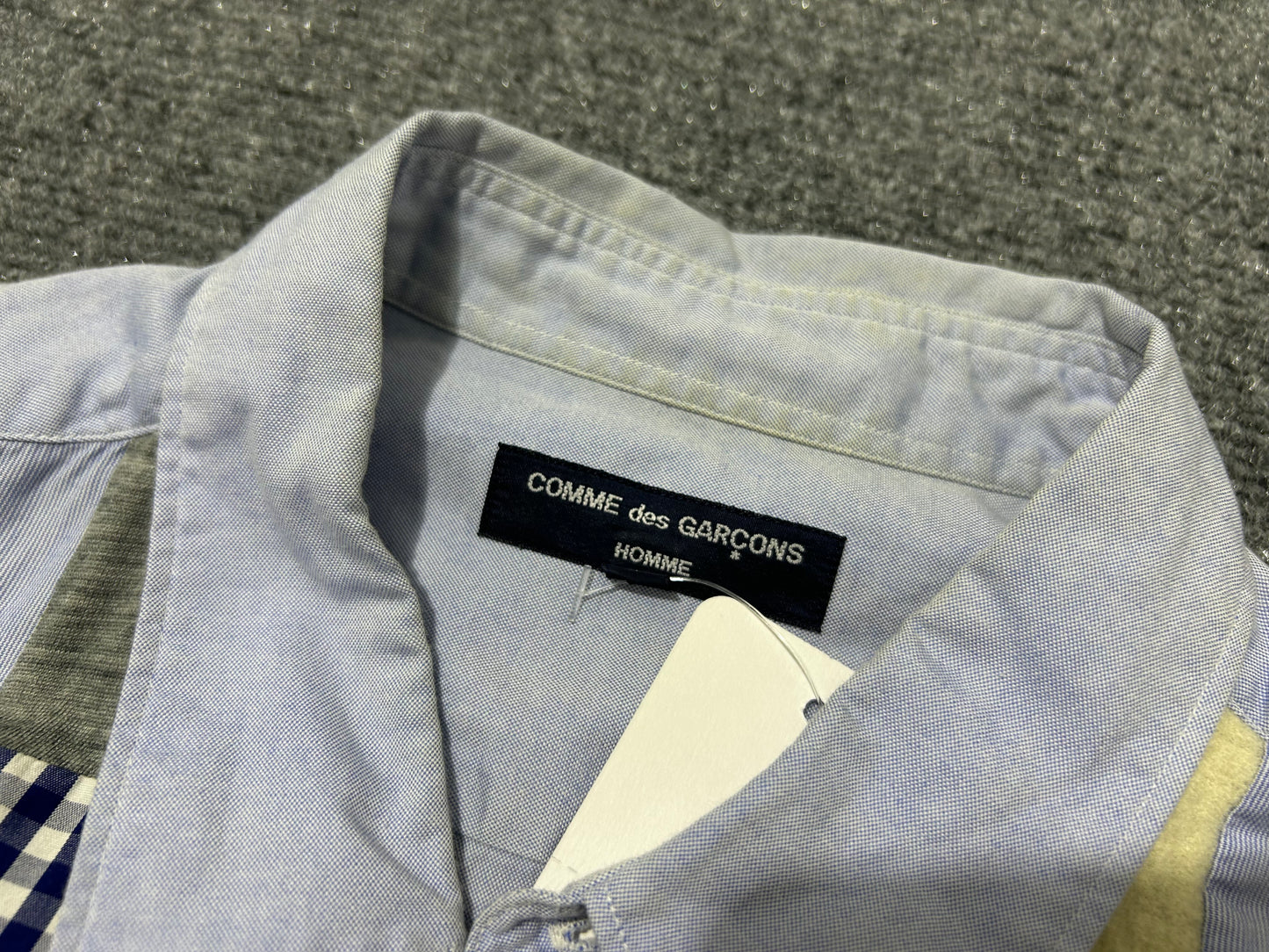Comme Des Garçons Patchwork Button Up Long Sleeve - Blue Size Small