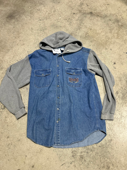 1994 Looney Tunes Hockey Denim Thermal Hoodie Thing Size Medium