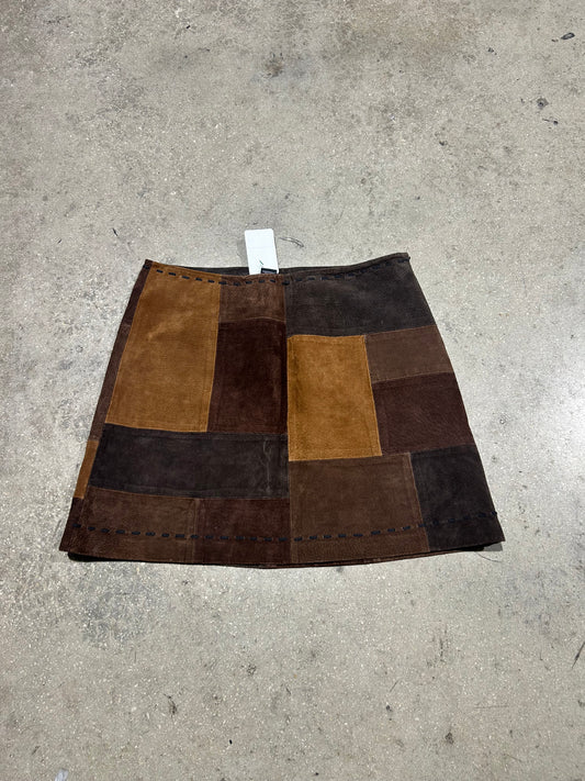NY Jeans Suede Patchwork Skirt - Brown Size 10