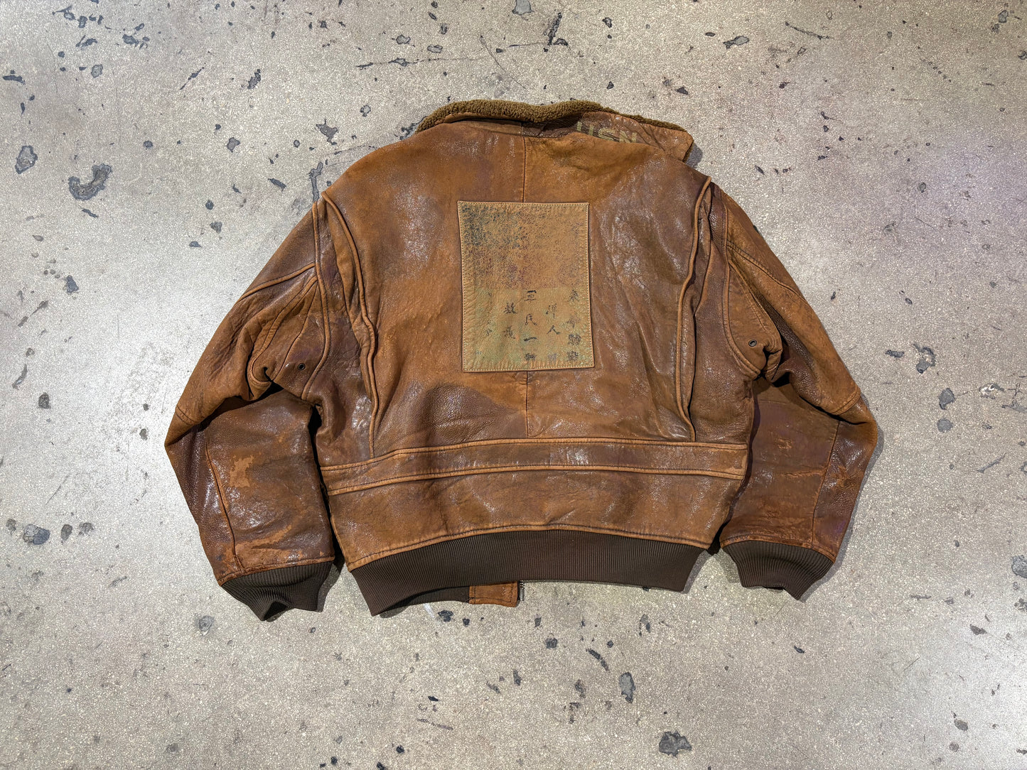 Avirex Leather A2 Patches Flight Jacket - Light Brown Size XL
