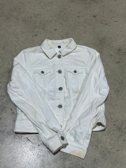 2011 Women's American Eagle Denim Jacket - White Size Large