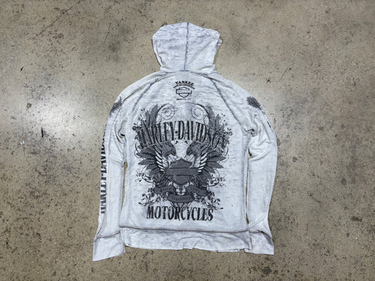Womens Harley Davidson Zip Up Hoodie - Grey Size Medium