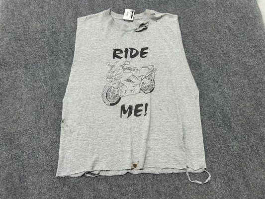 Cutoff Sleeveless 2002 Ride Me Bike Tee - Gray Size Large