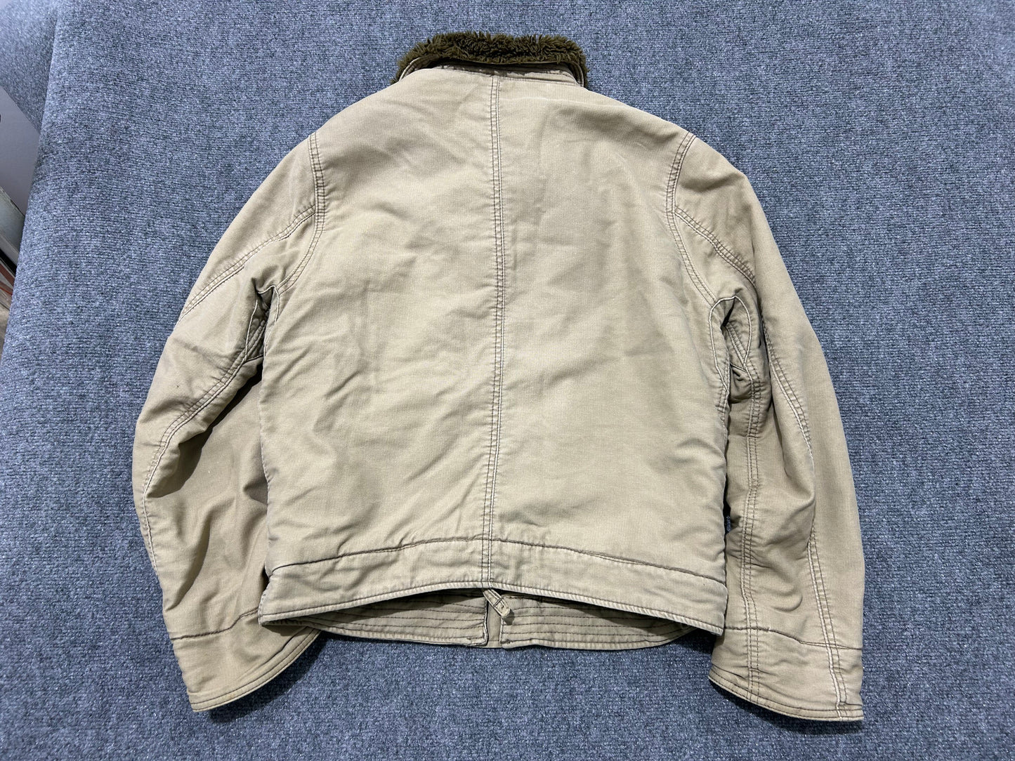 Abercrombie & Fitch Fur Lined Work Jacket - Khaki Size XL