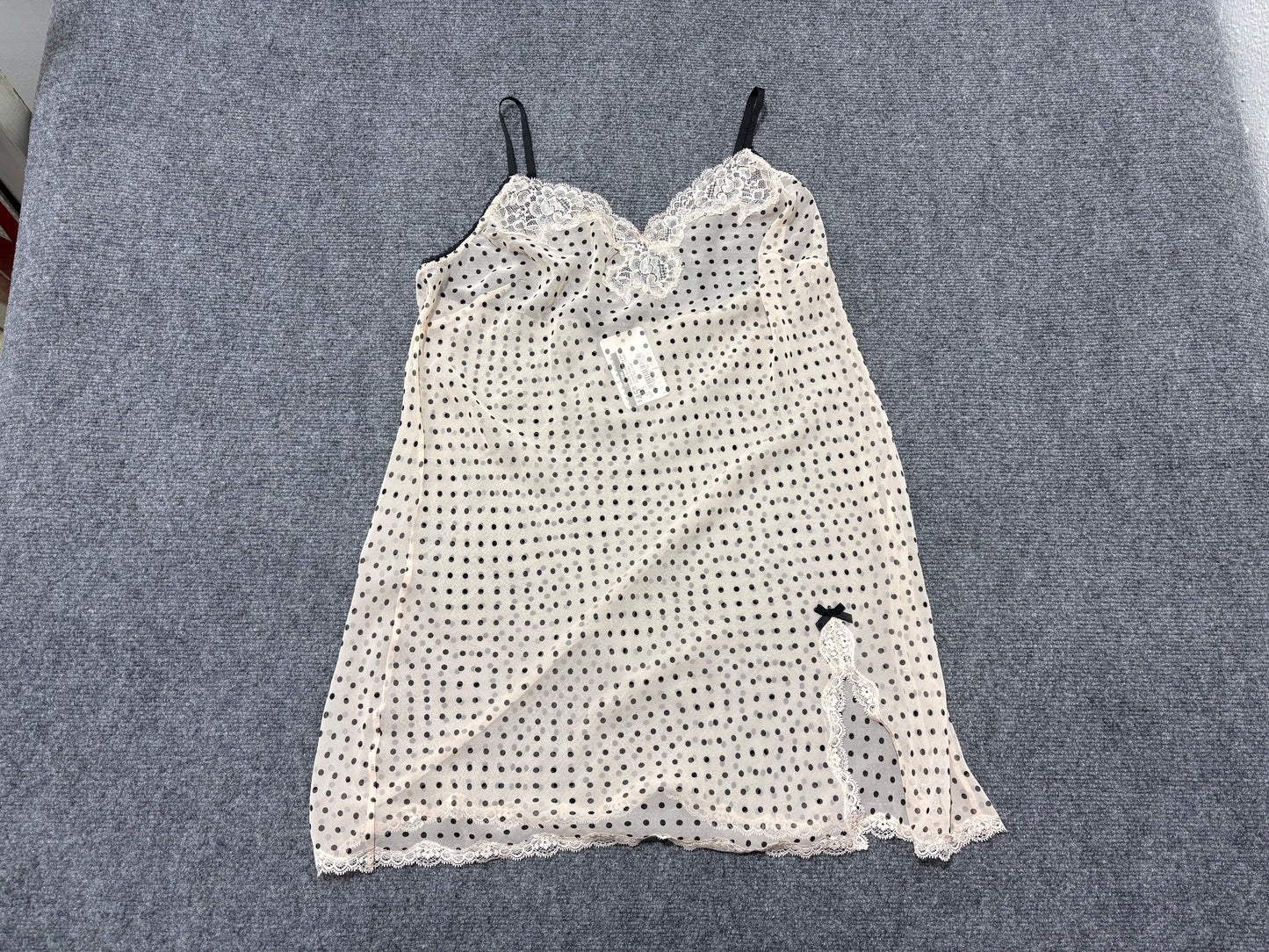 Victoria Secret Polka Dot Lingerie Dress - Cream / Black Size Large