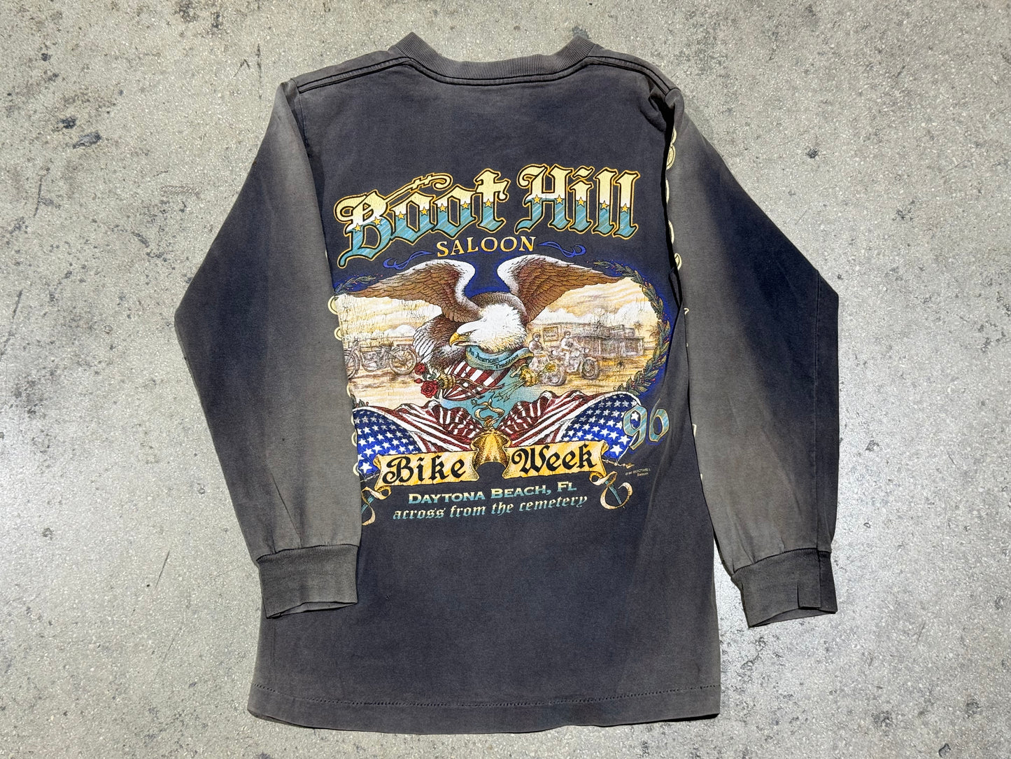 Women's 1996 Boot Hill Saloon Longsleeve Tee - Faded Black Size Small