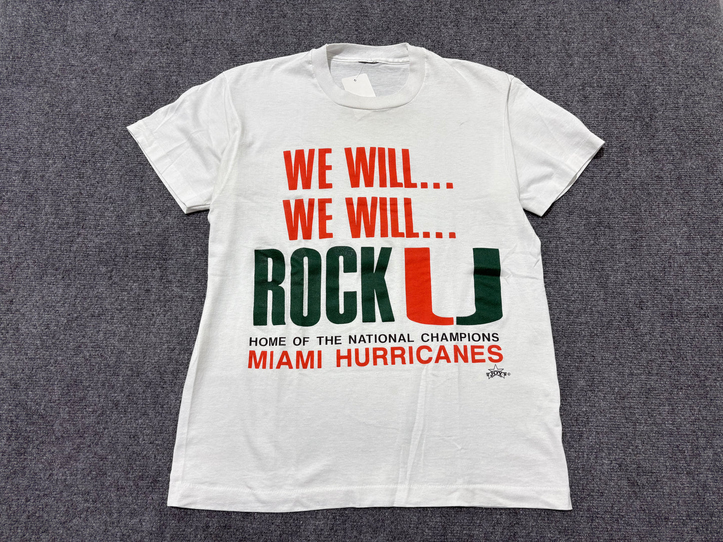 Miami Hurricanes We Will Rock U Tee- White Size Large