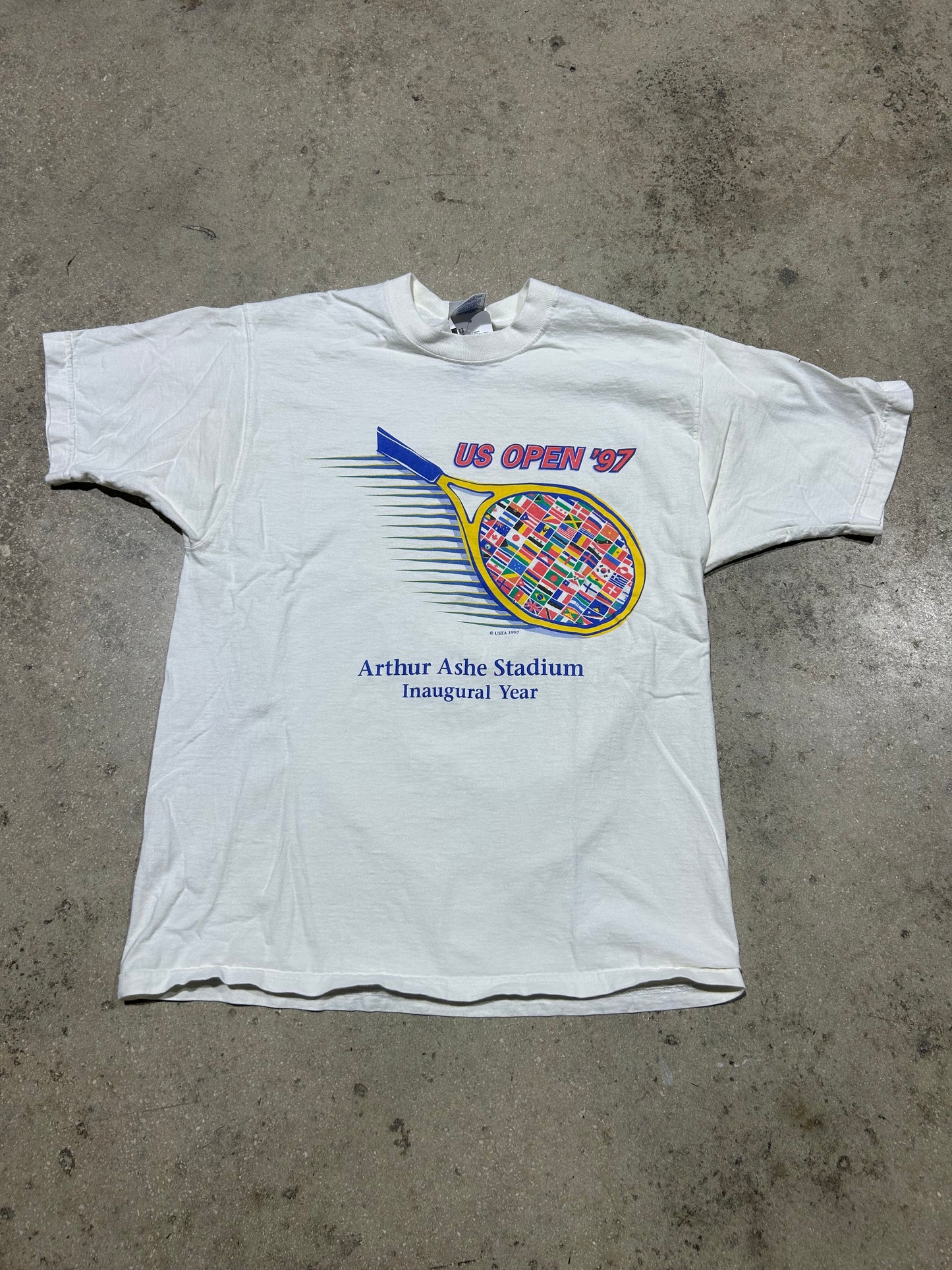 1997 US Open Arthur Ashe Stadium Tee - White Size Large